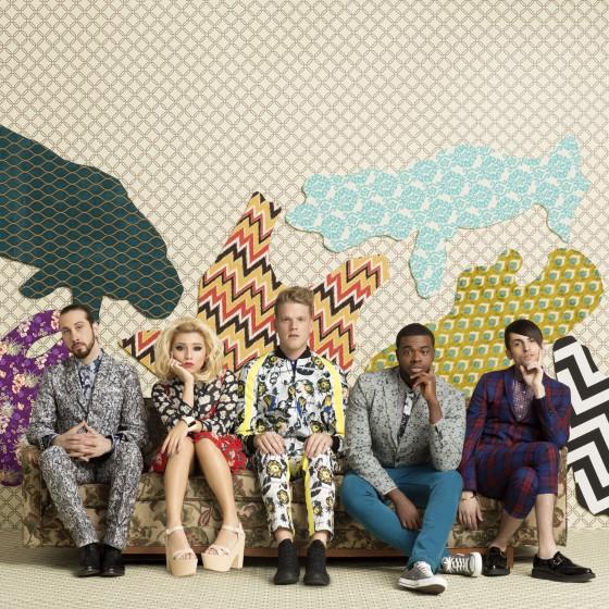 A cappella group, Pentatonix poses for photo.