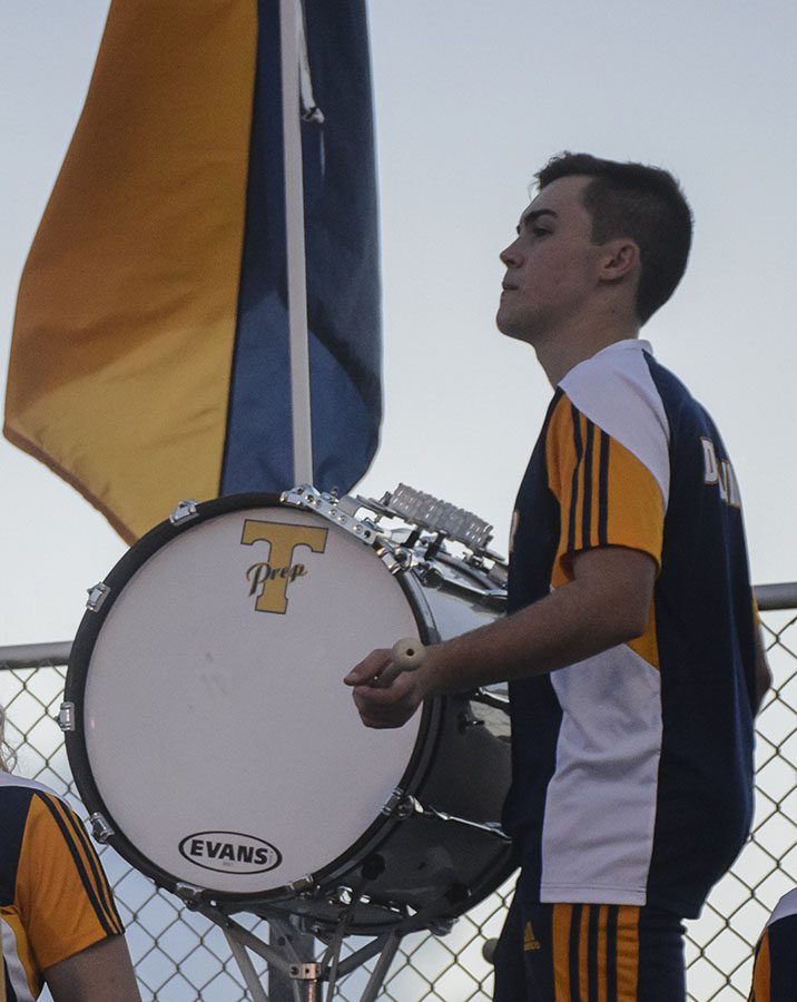McGain plays in Drumline during a football game