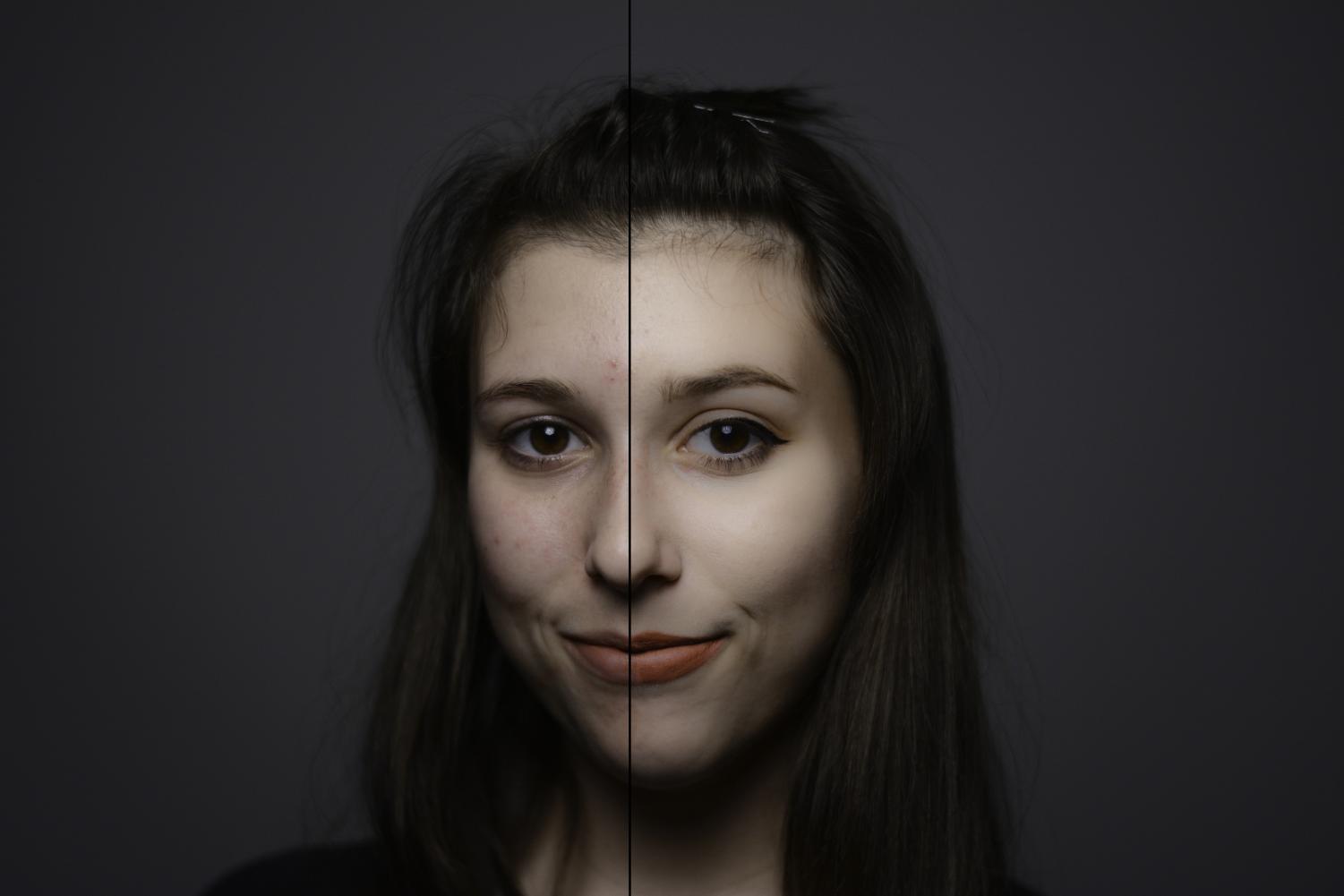 Junior Lena Kuhlman exemplifies the difference between natural beauty and the beauty standards that the cosmetic industry enforces. Many people will think that her right side looks more put together; however that’s only because society has come to expect makeup to be worn.