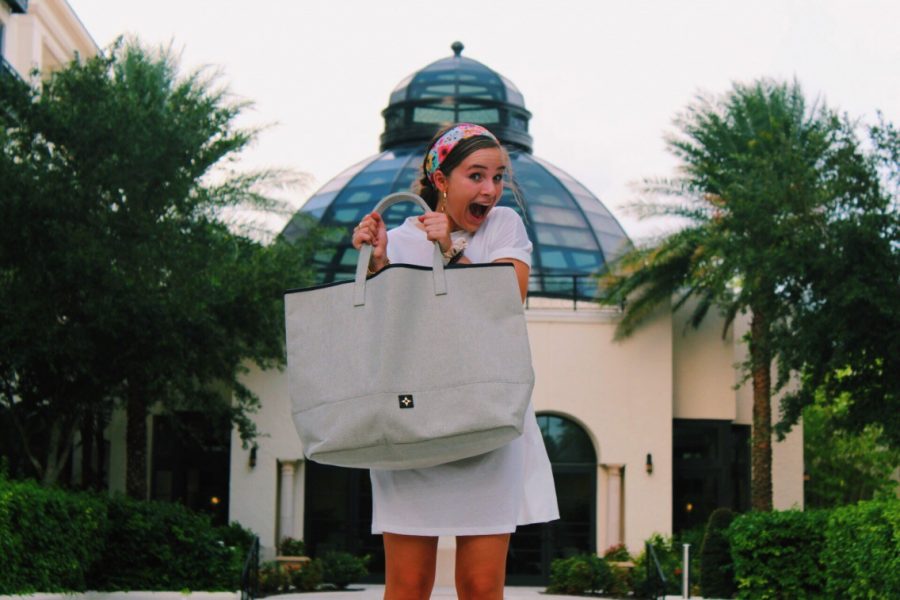 Junior Annabelle Lawton regularly holds product shows to promote the brand India Hicks. She has been working with the company since August.