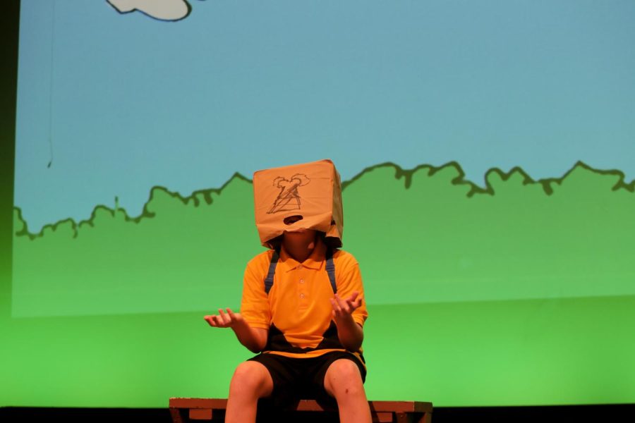 Seventh grader Hunter Lewis plays Charlie Brown during a performance of Youre A Good Man, Charlie Brown, which ran from March 31 to April 3.