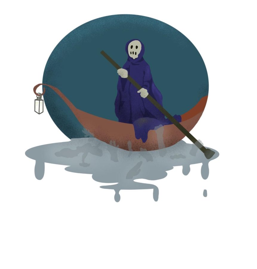 An illustration of Charon the ferryman for Megan Vus book by Clarissa Du.