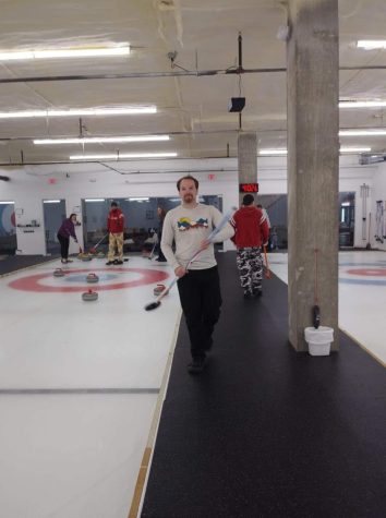McKenzie curling in his free time.