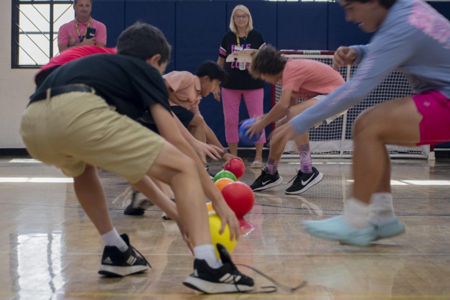 To help raise money, the middle school Builders Club held a dodgeball tournament during Breast Cancer Awareness week.  