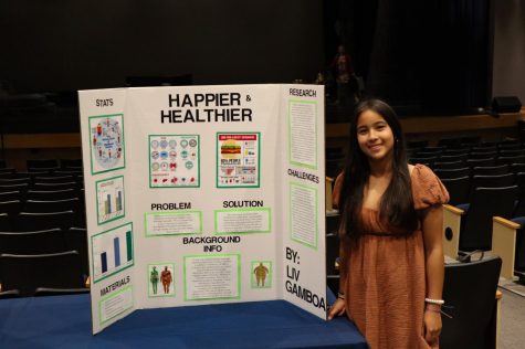 8th grader Liv Gamboa presents her 20-Time Project on healthy eating.
