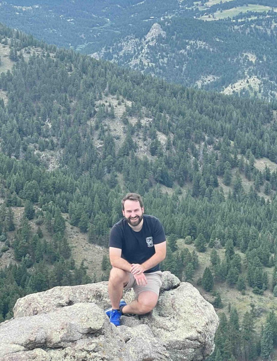 New social science teacher Stephen Strickler hiked in the Rocky Mountains this past summer. 