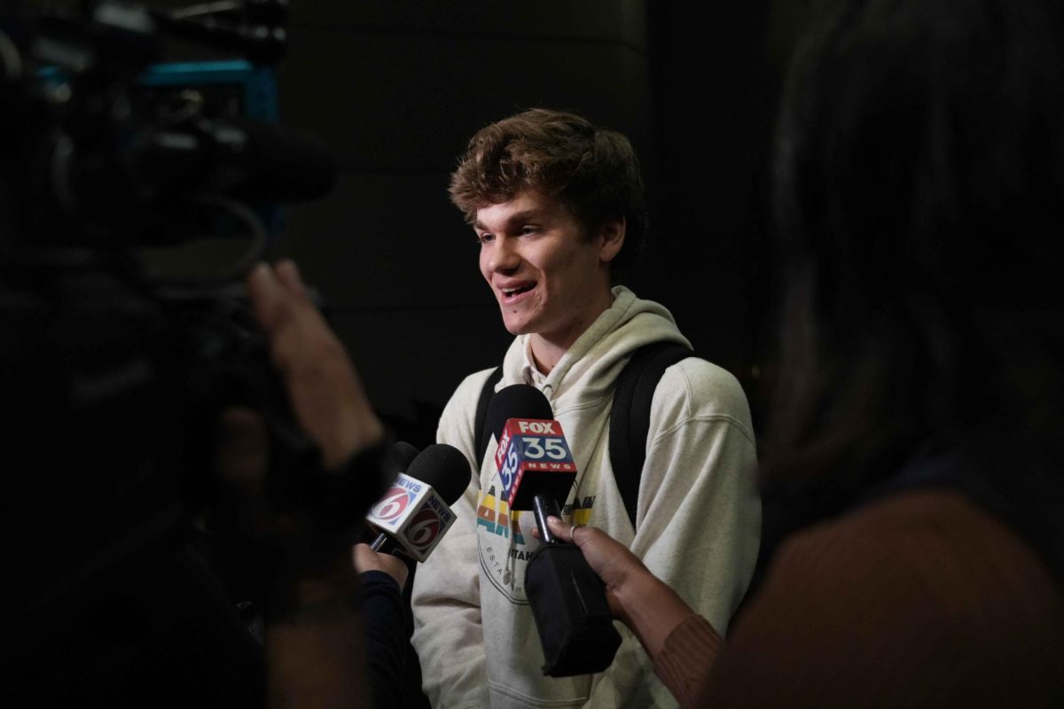 Junior David Hull was interviewed by national news networks after winning the Buddys Helpers Making a Difference On and Off the Field Award on 1/17/24.
