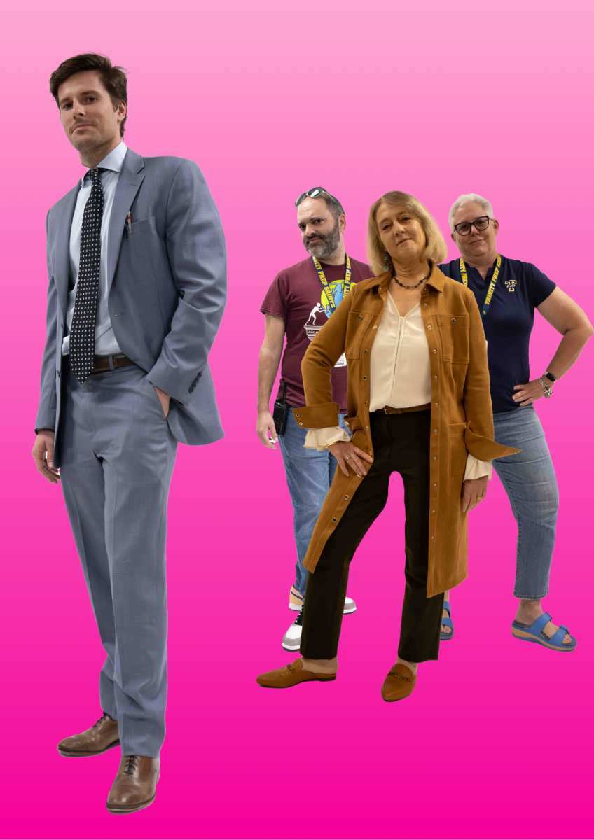 Admin poses after Blickman pulls off his diabolical plan