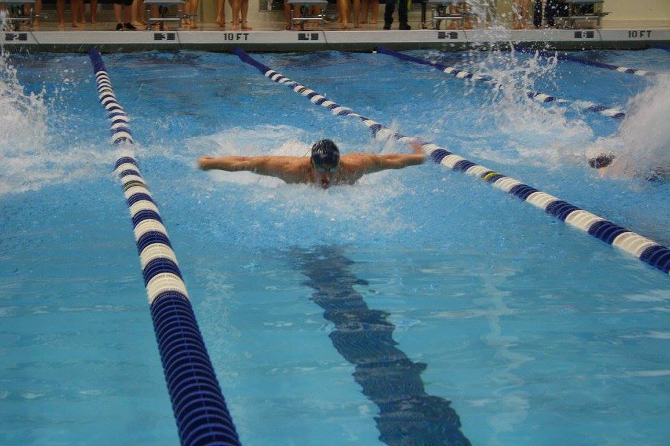 Nicholas Grande swims butterfly at the McCoy Natatorium at Penn State.