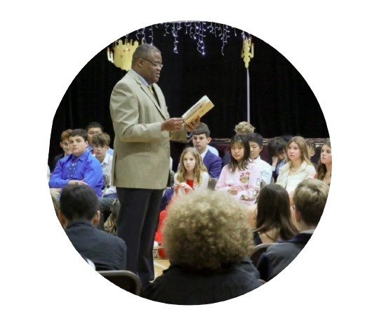 Each December, the campus is transformed into a winter scene representing Charles Dickens’s “A Christmas Carol,” where the seventh graders watch movies in the auditorium, dance and step into the spirit of the story.