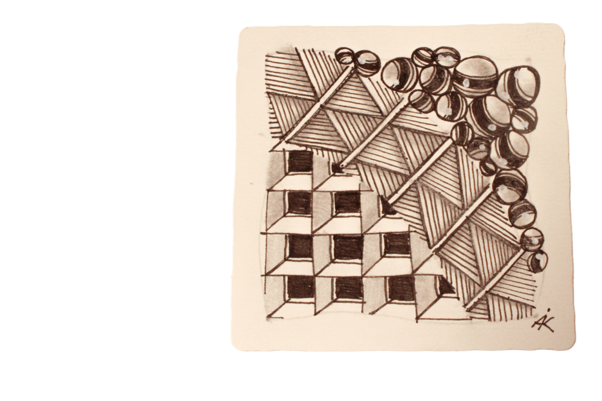 Irina Ashcraft draws Zentangles as a demonstration for her workshop.