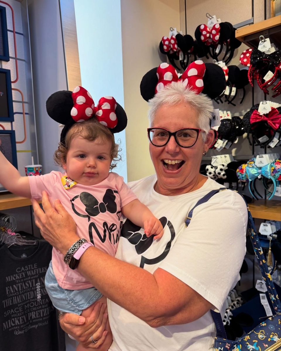 Bonday and her granddaughter Maddie wear matching Minnie Mouse headbands. Photo provided by Bonday, used with permission.